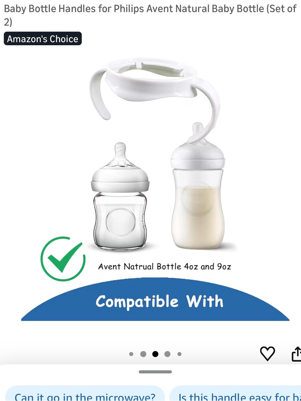 Baby Bottle Handles for Philips avent bottles (Set of 2)